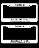 x2 Endless Nights JDM Drifting Racing White License Plate Frame Model V01 - OwnTheAvenue