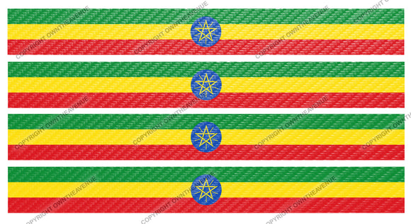 4Pcs Ethiopia Ethiopian Racing Stripes Carbon Flag Sticker Decals 6