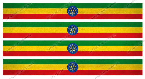 4Pcs Ethiopia Ethiopian Racing Stripes Vintage Style Flag Sticker Decals 6