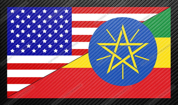 Ethiopia USA American World Country Flag Carbon Vinyl Sticker Decal 3.5
