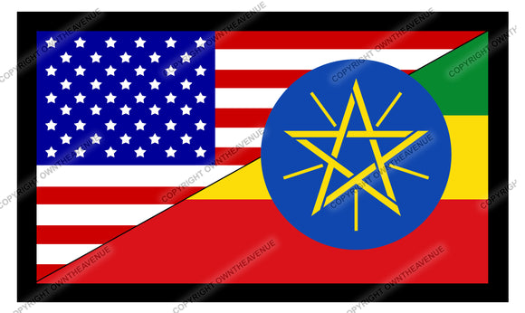 Ethiopia USA American World Country Flag Vinyl Sticker Decal 3.5