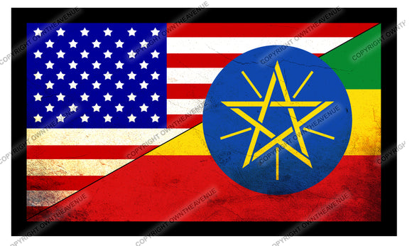 Ethiopia USA American World Country Flag Vintage Style Sticker Decal 3.5