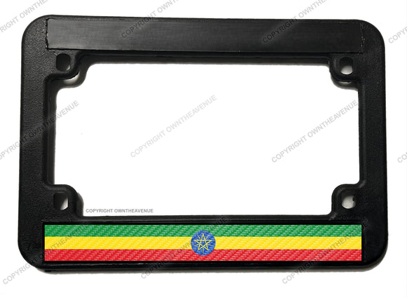 Ethiopia Ethiopian Flag Carbon Vinyl Print Racing Motorcycle License Plate Frame