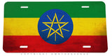 Ethiopia Flag Rustic Style Auto Metal License Plate - OwnTheAvenue