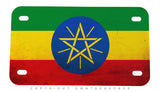 Ethiopia Flag Rustic Style Motorcycle License Plate - OwnTheAvenue