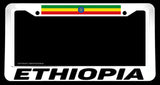 Ethiopia Ethiopian World Country Flag Model2 White License Plate Frame - OwnTheAvenue