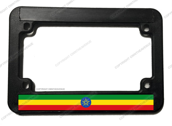 Ethiopia Ethiopian World Country Flag V01 Motorcycle License Plate Frame
