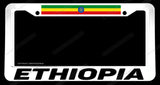 Ethiopia Ethiopian World Country Flag Model2 White License Plate Frame - OwnTheAvenue