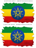 2Pcs Ethiopia Ethiopian Vintage Style Distressed Flags Vinyl Sticker Decals 3"