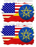 2Pcs Ethiopia USA American Vintage Style Distressed Flags Vinyl Sticker Decals 3" - OwnTheAvenue