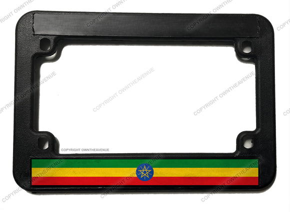 Ethiopia Ethiopian Flag Vintage Style Motorcycle License Plate Frame