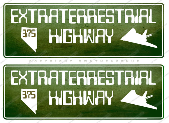 2Pcs Extraterrestrial Highway Route 375 Vintage Style Vinyl Sticker Decals 3
