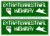 2Pcs Extraterrestrial Highway Route 375 Alien UFO Vinyl Sticker Decals 3"