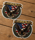 2Pcs Land of The Free Bald Eagle USA American Flag V001 Vinyl Sticker Decal 4.5" Inches - OwnTheAvenue