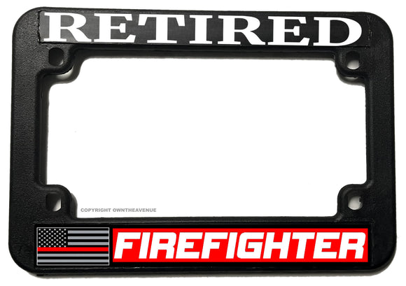 Retired Support Firefighters Red Colored Line Motorcycle License Plate Frame - OwnTheAvenue