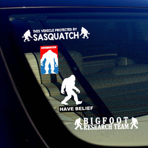 Bigfoot Sasquatch Vinyl Decal Sticker Pack Lot of 4 Stickers 7" - 3.5" Long