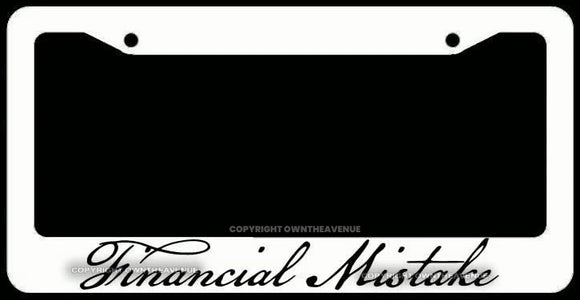 JDM Financial Mistake Tuner Racing Drifting Low White License Plate Frame - OwnTheAvenue