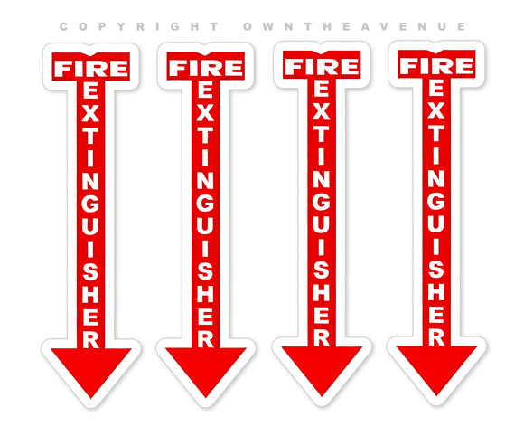 4Pcs Fire Extinguisher Safety Sign Arrow Emergency Department Vinyl Sticker Decals 8
