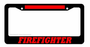 Firefighter Fire Fighter Support Rescue Red Color Car Truck License Plate Frame - OwnTheAvenue
