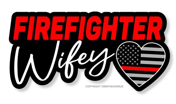 Firefighter Wifey Support Love Red Color Flag Sticker Decal 3.75