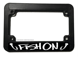 Fish On Funny Joke Humor Fishing Motorcycle License Plate Frame - OwnTheAvenue