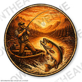 Fishing Mountains Sunset Toolbox Luggage Vinyl Sticker Decal 3.5"