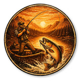 Fishing Mountains Sunset Toolbox Luggage Vinyl Sticker Decal 3.5"