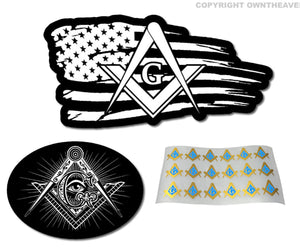 20 Pack Freemason Masonic Mason Compass Sticker Decal Bumper Window Car Lot