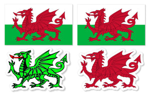 4 Pack / Lot Wales Welsh Flag Car Truck Window Bumper Laptop Sticker Decals