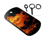 Fire Flames Hot Rod Biker Vintage Style V02 Keychain Necklace Tag