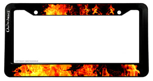 Fire Flames Pattern Vintage Style Muscle Car Racing Car Truck Auto License Plate Frame