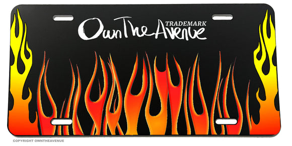 Flames Fire Hot Rod Vintage Style Classic Auto License Plate