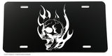 Skull Flames Auto Metal License Plate - OwnTheAvenue