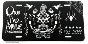 OwnTheAvenue Floral Vintage Tattoo Art Style License Plate Cover - OwnTheAvenue