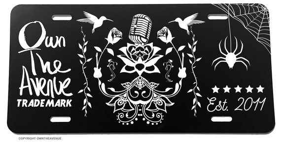 OwnTheAvenue Floral Vintage Tattoo Art Style License Plate Cover - OwnTheAvenue