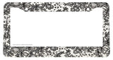 Floral Flowers Vintage Style Grayscale Black And White License Plate Frame