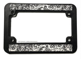 Floral Flowers Vintage Style Grayscale Black And White Motorcycle License Plate Frame