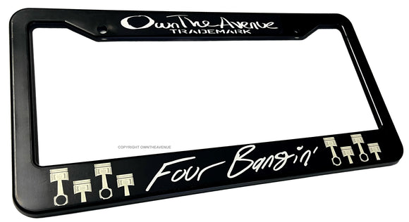Four Bangin Four Cylinder JDM Racing Drifting Funny License Plate Frame - OwnTheAvenue