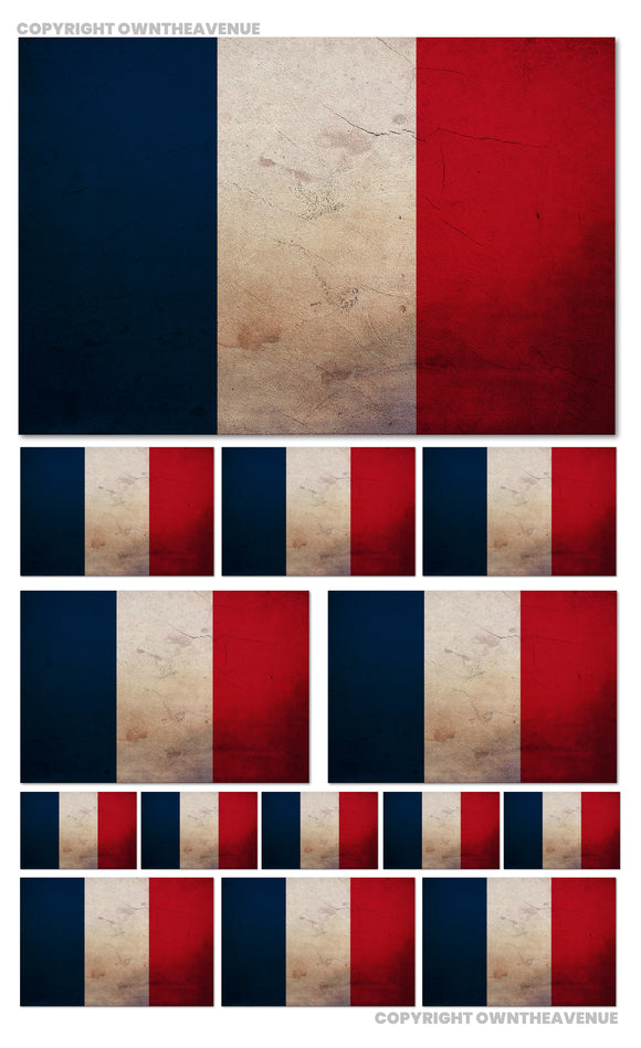 14Pcs Pack Lot France French Vintage Style Flags Assorted Sticker Decals - OwnTheAvenue