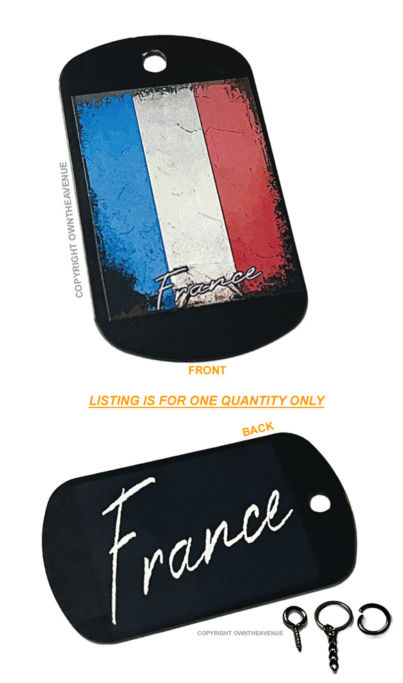France French Flag Vintage Style Retro Metal Keychain Necklace Tag - OwnTheAvenue