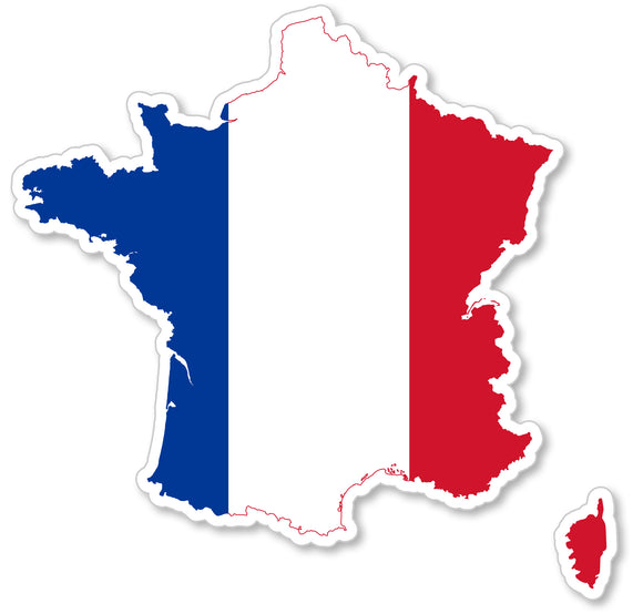 France Country French Flag Map Outline Vinyl Sticker Decal 4