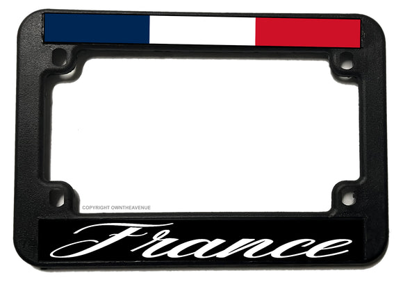 France French Racing Stripe Flag Motorcycle License Plate Frame - OwnTheAvenue