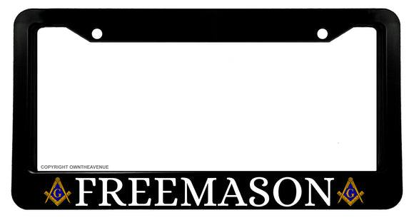 Freemason Mason Masonic Blue Bronze Art Car Truck License Plate Frame - OwnTheAvenue