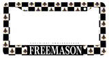Freemason Masonic Checkered Pattern Metal License Plate Frame