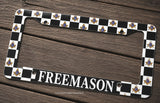 Freemason Masonic Checkered Pattern Metal License Plate Frame