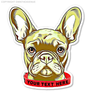 Custom Text Dog Name Collar French Bulldog Car Truck Window Sticker Decal 4"