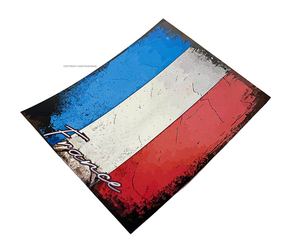 France French Flag Vintage Style Retro Rugged Vinyl Sticker Decal 3.5