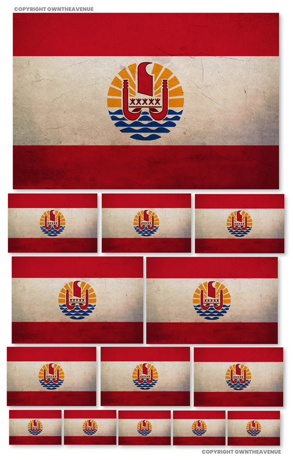 14Pcs Vintage Style French Polynesia Flags Tahiti Teahupoo Assorted Sticker Decals - OwnTheAvenue