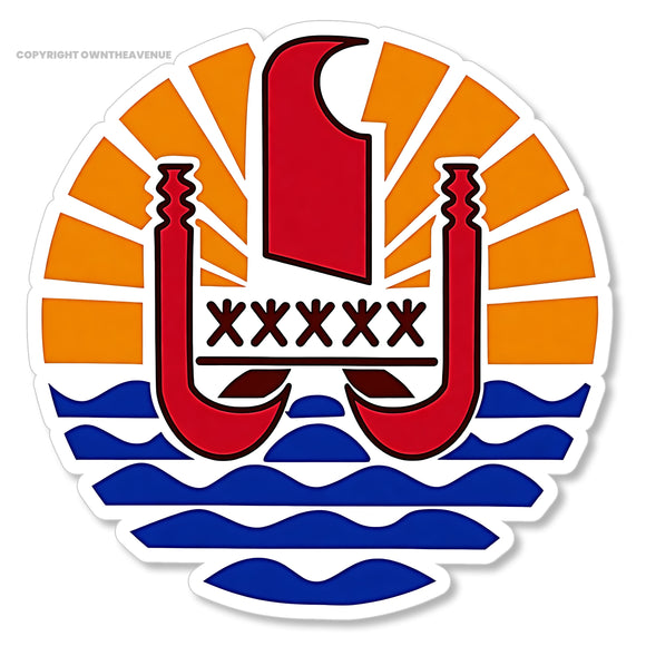 French Polynesia Coat of Arms Flag Tahiti Teahupoo Vinyl Sticker 4