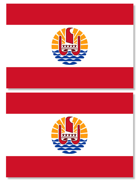 2Pcs French Polynesia Flag Tahiti Teahupoo Sticker Decals 3.5
